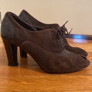 Via Spiga Brown Oxford PeepToe Heel Boot